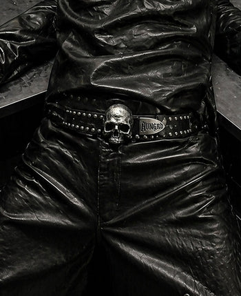 Skull Plaque Studded Belt